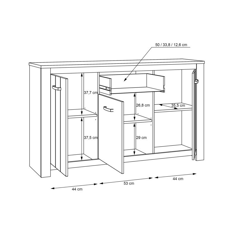 Komoda prowansalska Elara ERXK232 biały/dąb bianco