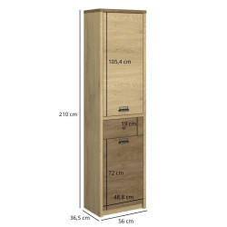 Regał dwudrzwiowy z szufladą Denzel Dąb Cremona/Dąb Lefkas Mebelbos