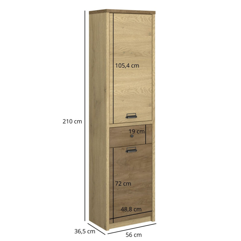 Regał dwudrzwiowy z szufladą Denzel Dąb Cremona/Dąb Lefkas Mebelbos