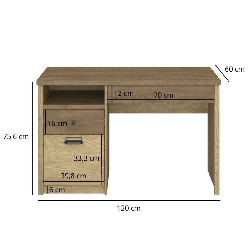 Biurko z szufladami Denzel Dąb Cremona/Dąb Lefkas Mebelbos
