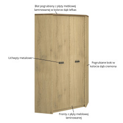 Szafa Narożna Denzel Dąb Cremona/Dąb Lefkas Mebelbos
