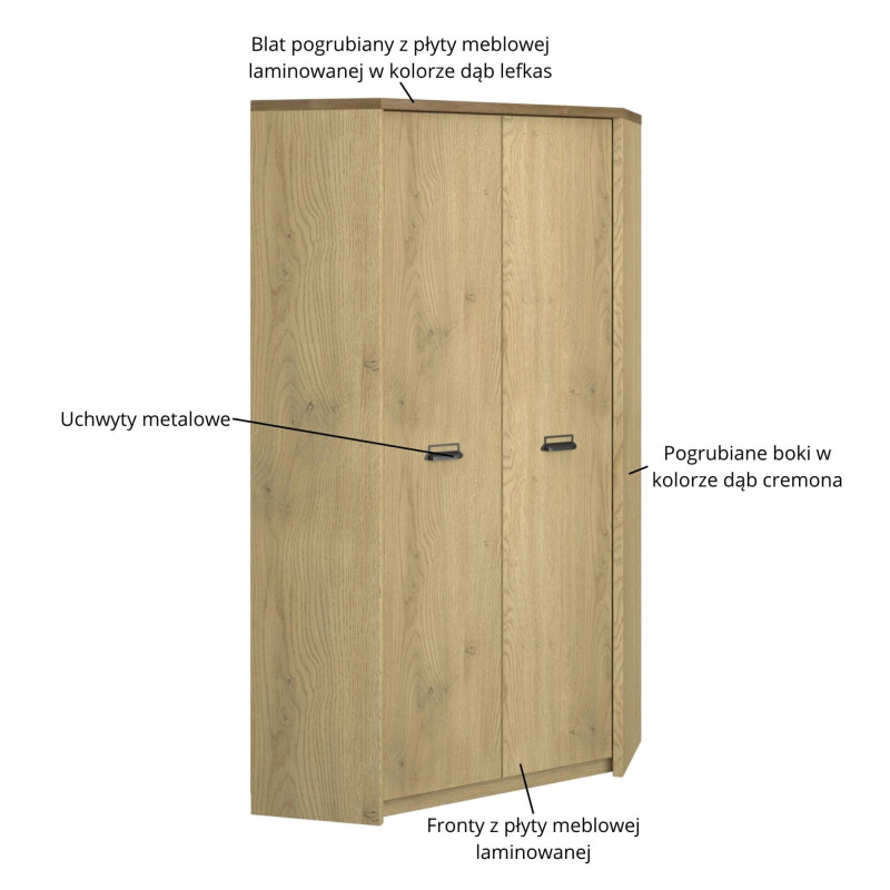 Szafa Narożna Denzel Dąb Cremona/Dąb Lefkas Mebelbos