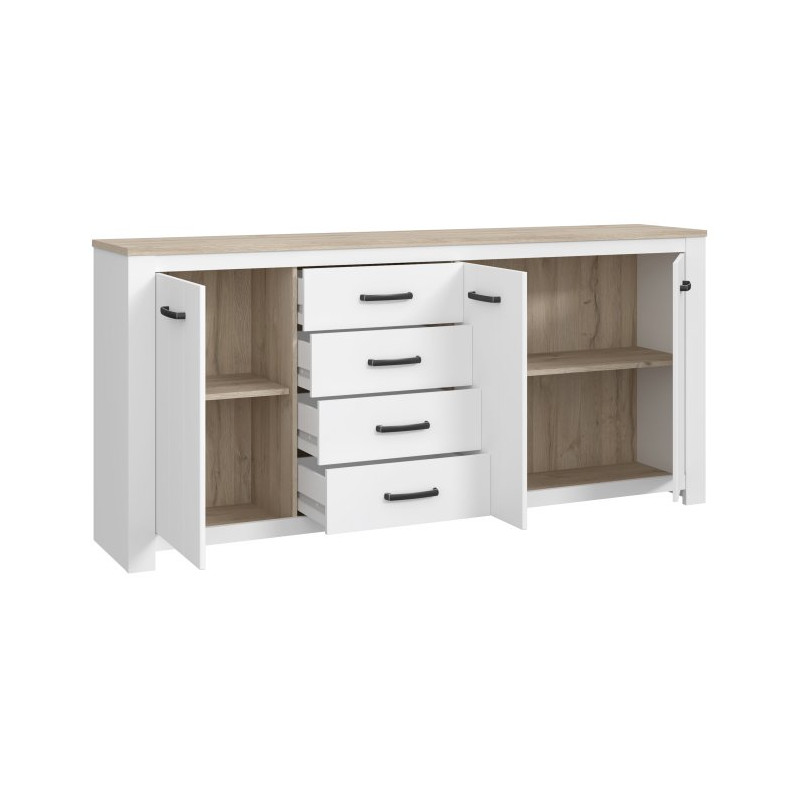 Duża komoda prowansalska Elara ERXK241 biały/dąb bianco