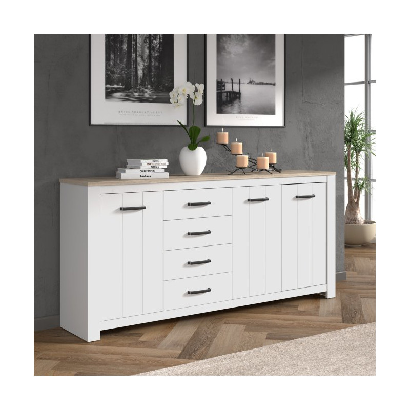 Duża komoda prowansalska Elara ERXK241 biały/dąb bianco