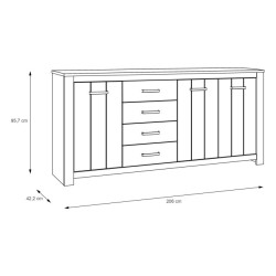 Duża komoda prowansalska Elara ERXK241 biały/dąb bianco