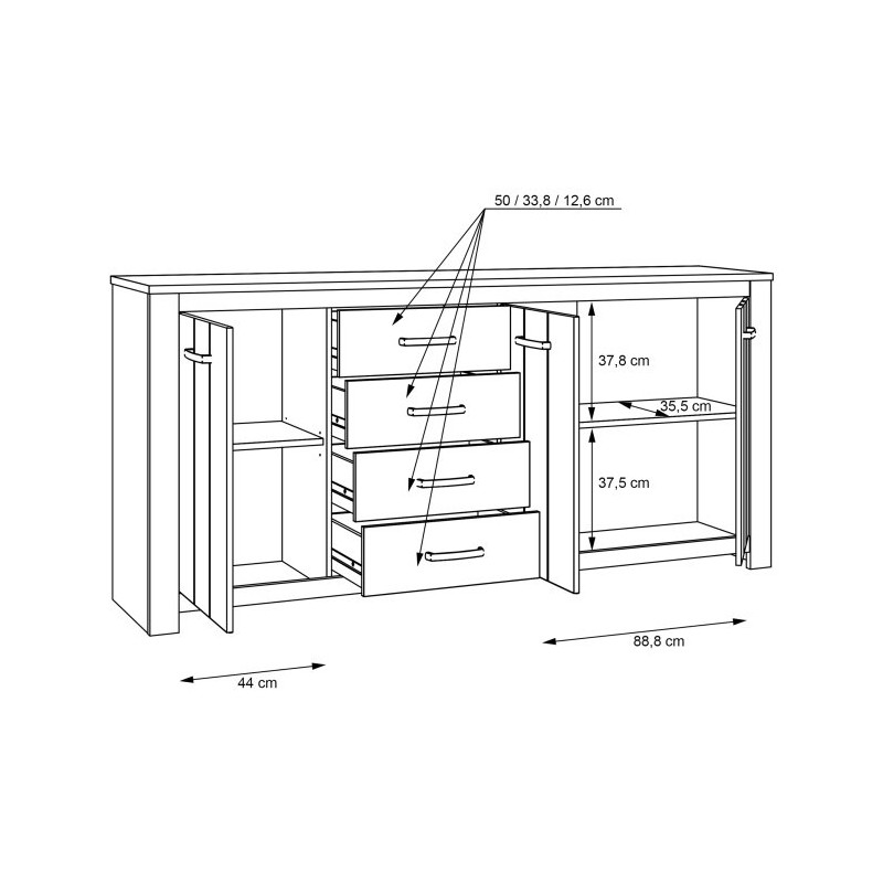 Duża komoda prowansalska Elara ERXK241 biały/dąb bianco