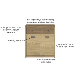 Komoda 2D1S Denzel Dąb Cremona/Dąb Lefkas Mebelbos