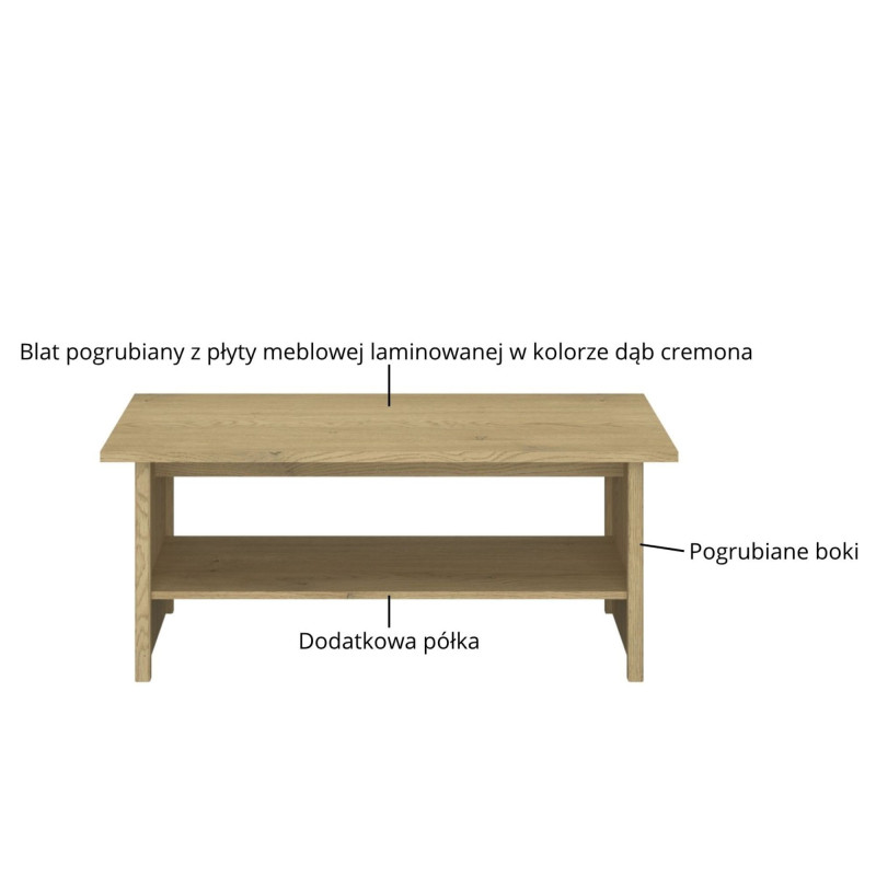 Ława z półką Denzel Dąb Cremona/Dąb Lefkas Mebelbos