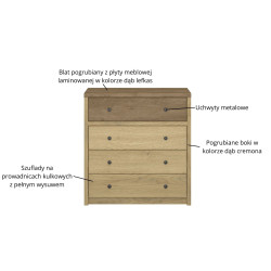 Komoda z szufladami Denzel Dąb Cremona/Dąb Lefkas Mebelbos