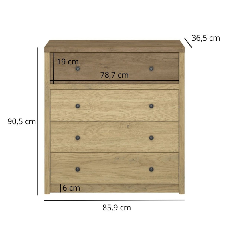 Komoda z szufladami Denzel Dąb Cremona/Dąb Lefkas Mebelbos