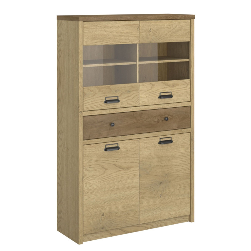 Witryna czterodrzwiowa z szufladą Denzel Dąb Cremona/Dąb Lefkas Mebelbos