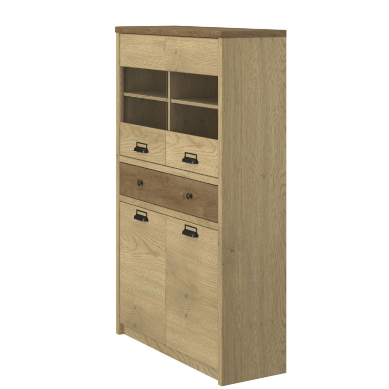 Witryna czterodrzwiowa z szufladą Denzel Dąb Cremona/Dąb Lefkas Mebelbos