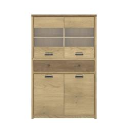 Witryna czterodrzwiowa z szufladą Denzel Dąb Cremona/Dąb Lefkas Mebelbos