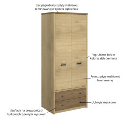 Szafa 2D2S Denzel Dąb Cremona/Dąb Lefkas Mebelbos