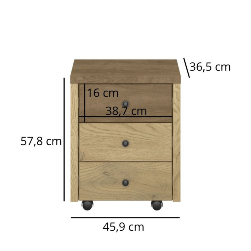 Kontener na kółkach Denzel Dąb Cremona/Dąb Lefkas Mebelbos