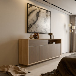 Komoda z oświetleniem Ficar FCRK242LB dąb riva/sosna imbiah