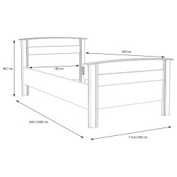 Łóżko jednoosobowe 100x200 cm Gloria GLRL10 dąb sonoma