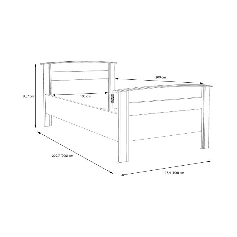 Łóżko jednoosobowe 100x200 cm Gloria GLRL10 dąb sonoma