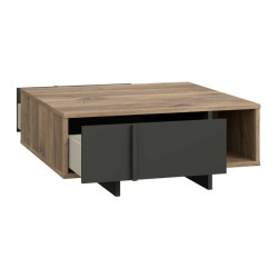 Stolik kawowy z szufladami 100x100 Jokkaz CFTT5114 dąb flagstaff/czarny