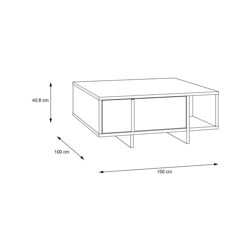 Stolik kawowy z szufladami 100x100 Jokkaz CFTT5114 dąb flagstaff/czarny