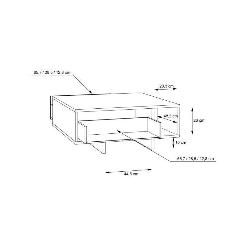 Stolik kawowy z szufladami 100x100 Jokkaz CFTT5114 dąb flagstaff/czarny