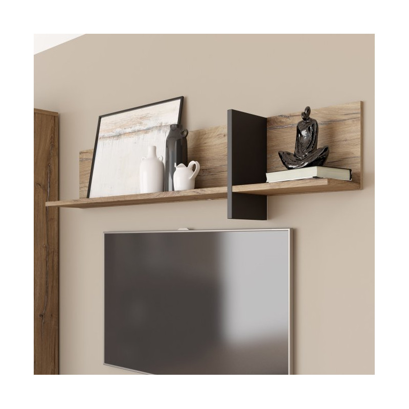 Półka wisząca 160 cm Jokkaz dąb flagstaff/czarny | Domowanie