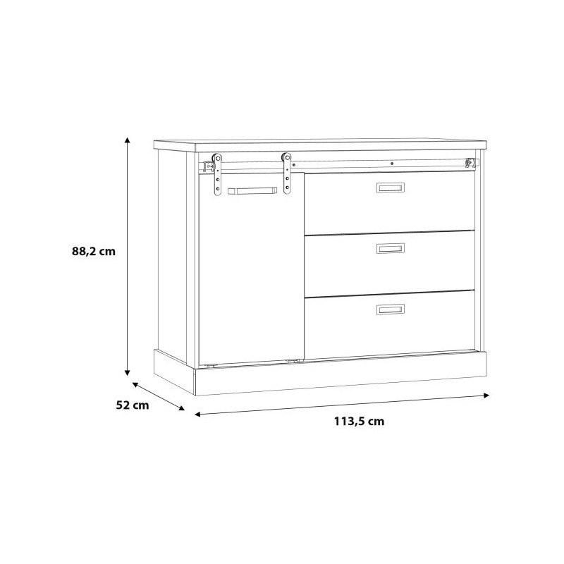 Komoda z szufladami Kaszmiro KZMK221L dąb waterford/czarny