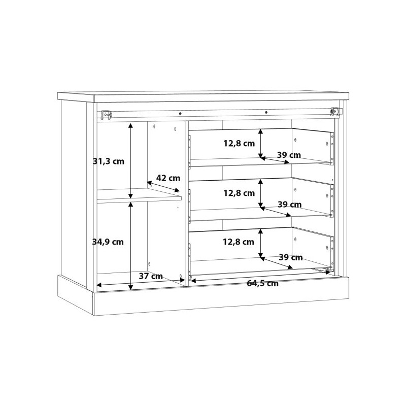 Komoda z szufladami Kaszmiro KZMK221L dąb waterford/czarny