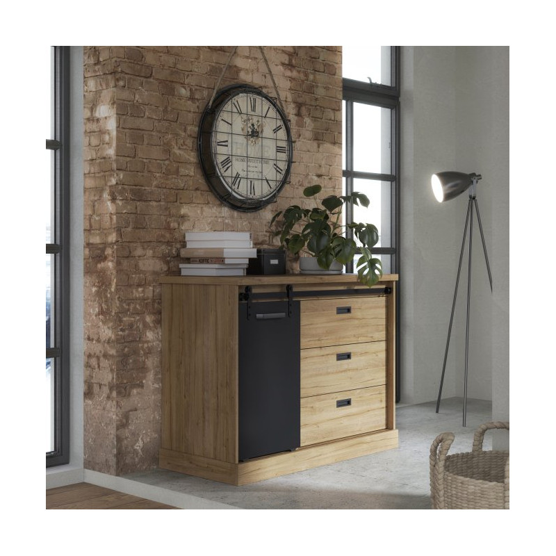 Komoda z szufladami Kaszmiro KZMK221L dąb waterford/czarny