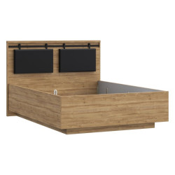 Łóżko 140x190 cm Kaszmiro KZML2142 dąb waterford/czarny