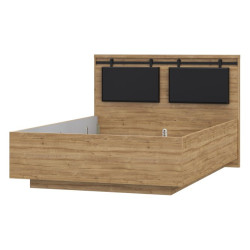 Łóżko 140x190 cm Kaszmiro KZML2142 dąb waterford/czarny