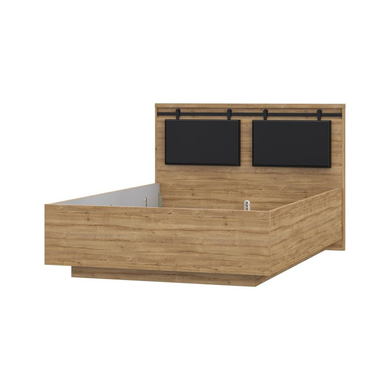 Łóżko 140x190 cm Kaszmiro KZML2142 dąb waterford/czarny