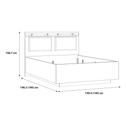 Łóżko 140x190 cm Kaszmiro KZML2142 dąb waterford/czarny