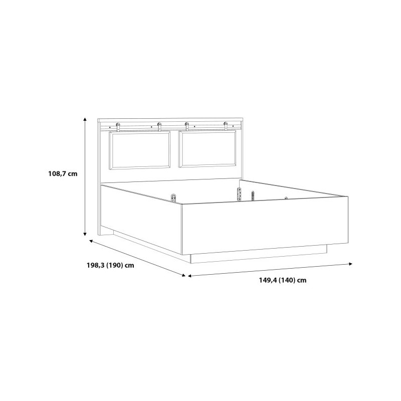 Łóżko 140x190 cm Kaszmiro KZML2142 dąb waterford/czarny