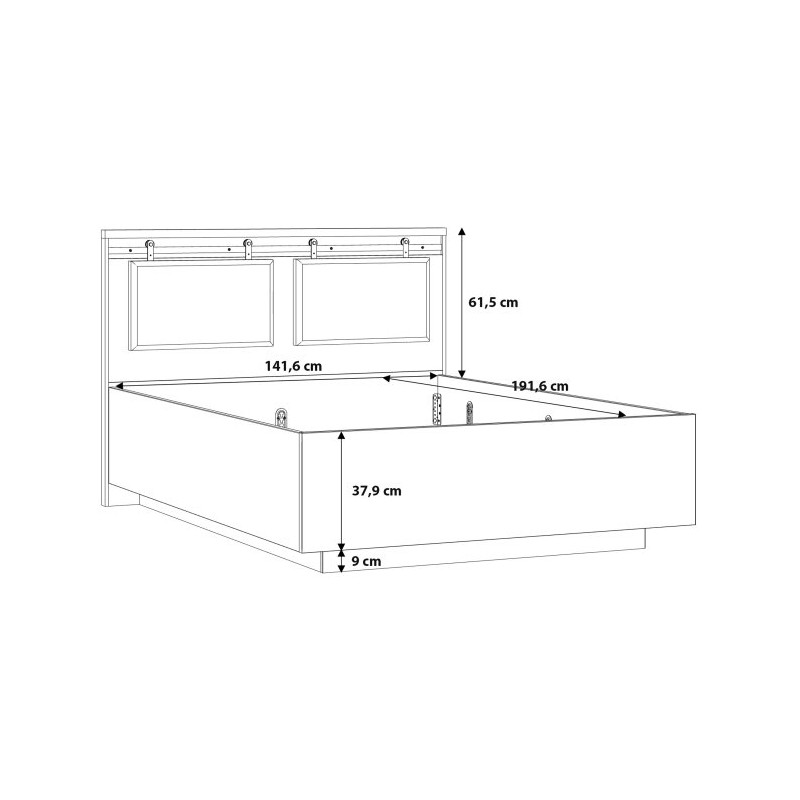 Łóżko 140x190 cm Kaszmiro KZML2142 dąb waterford/czarny