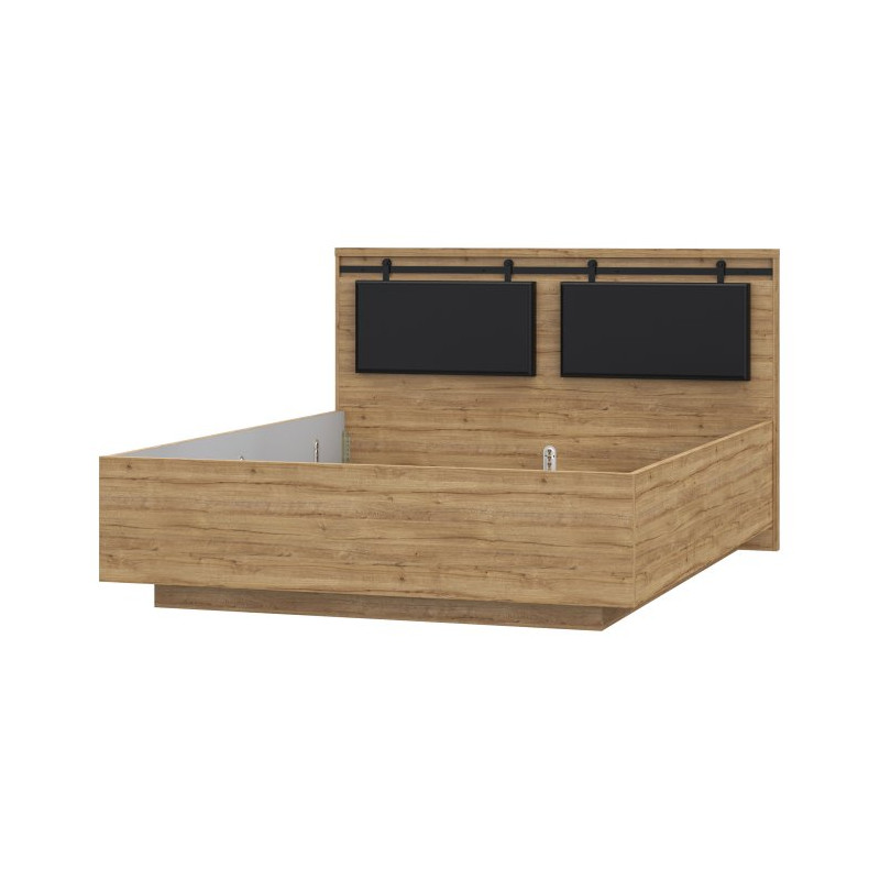 Łóżko 160x200 cm Kaszmiro KZML2162 dąb waterford/czarny