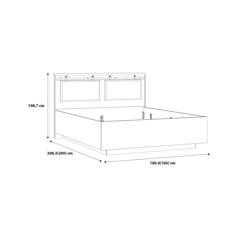 Łóżko 160x200 cm Kaszmiro KZML2162 dąb waterford/czarny