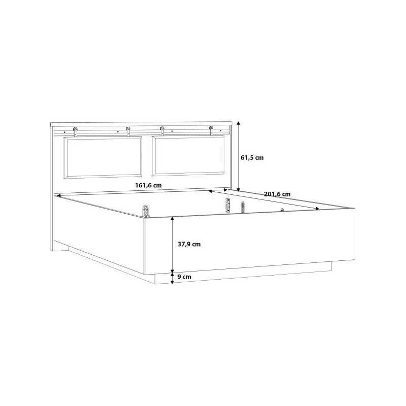 Łóżko 160x200 cm Kaszmiro KZML2162 dąb waterford/czarny