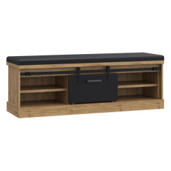 Ławeczka tapicerowana Kaszmiro KZMT011 dąb waterford/czarny