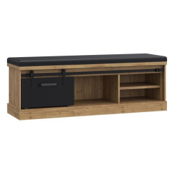 Ławeczka tapicerowana Kaszmiro KZMT011 dąb waterford/czarny