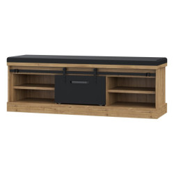 Ławeczka tapicerowana Kaszmiro KZMT011 dąb waterford/czarny