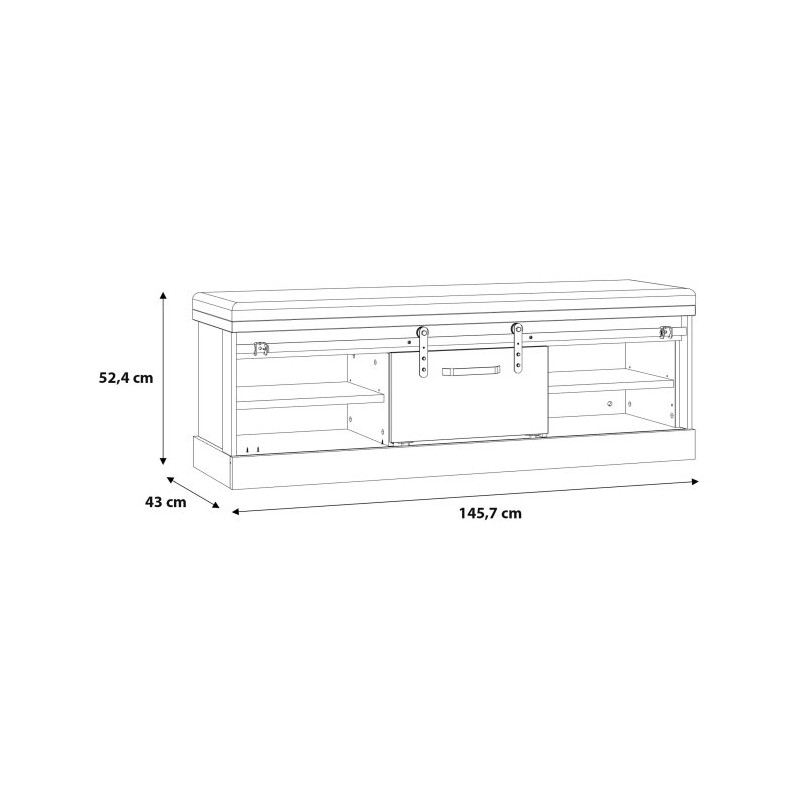Ławeczka tapicerowana Kaszmiro KZMT011 dąb waterford/czarny