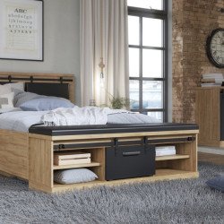 Ławeczka tapicerowana Kaszmiro KZMT011 dąb waterford/czarny