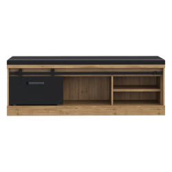 Ławeczka tapicerowana Kaszmiro KZMT011 dąb waterford/czarny