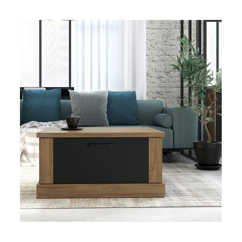 Stolik kawowy kwadratowy 85x85 Kaszmiro CFTT5014 dąb waterford/czarny