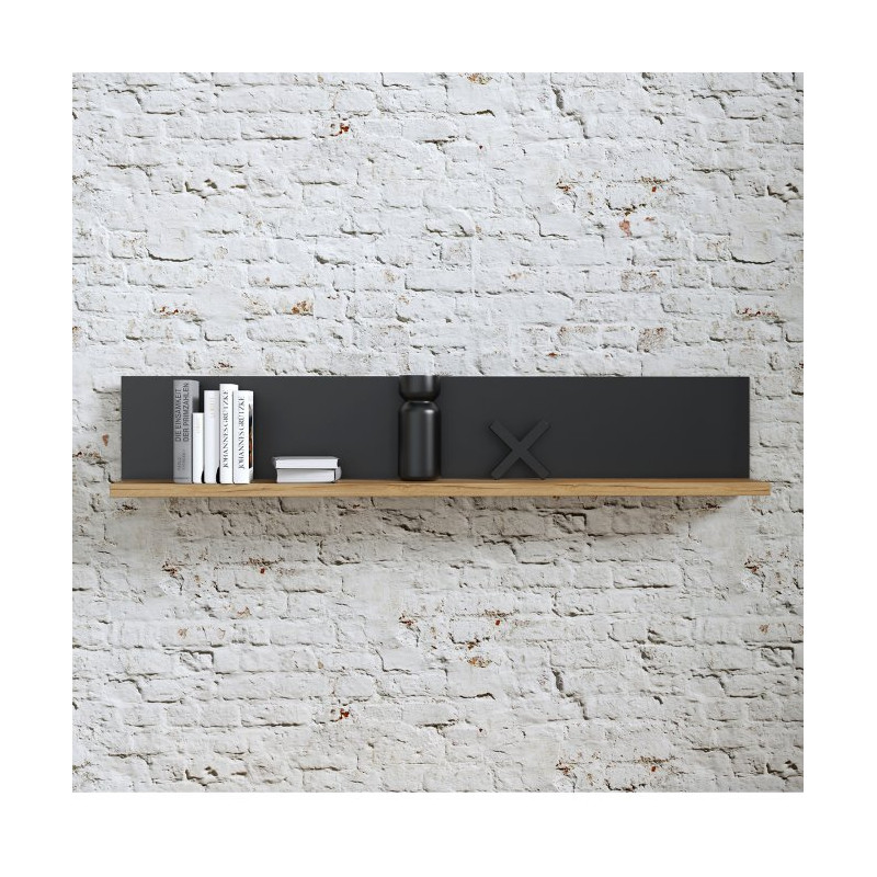 Półka wisząca 160 cm Kaszmiro KZMB02 dąb waterford/czarny