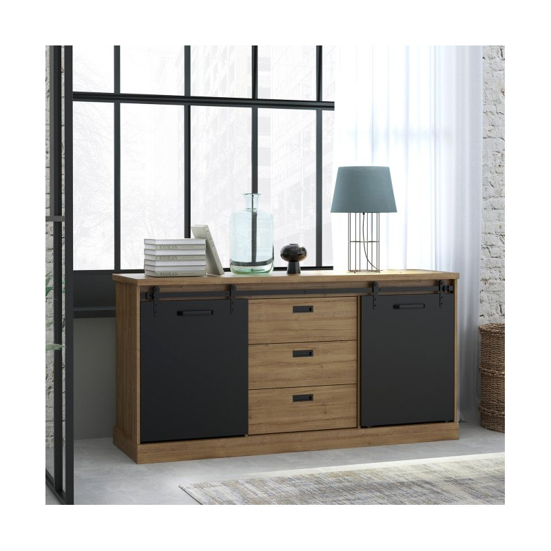 Komoda z szufladami Kaszmiro KZMK231 santiago old wood/czarny