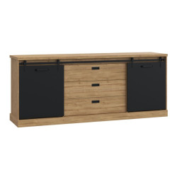 Duża komoda do sypialni Kaszmiro KZMK232 dąb waterford/czarny