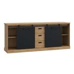 Duża komoda do sypialni Kaszmiro KZMK232 dąb waterford/czarny