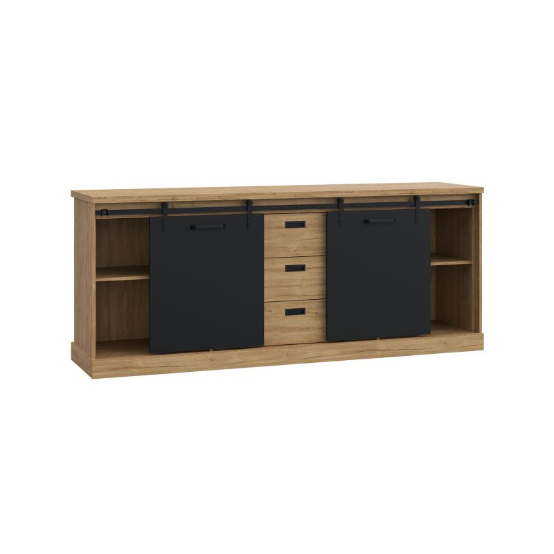 Duża komoda do sypialni Kaszmiro KZMK232 dąb waterford/czarny